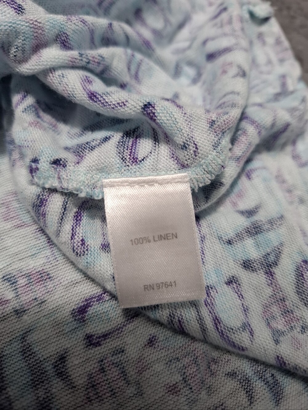 J. Jill Love Linen Blue and Navy Fish Patterned Sleeveless Tank 100% Linen Sz L - Picture 9 of 9